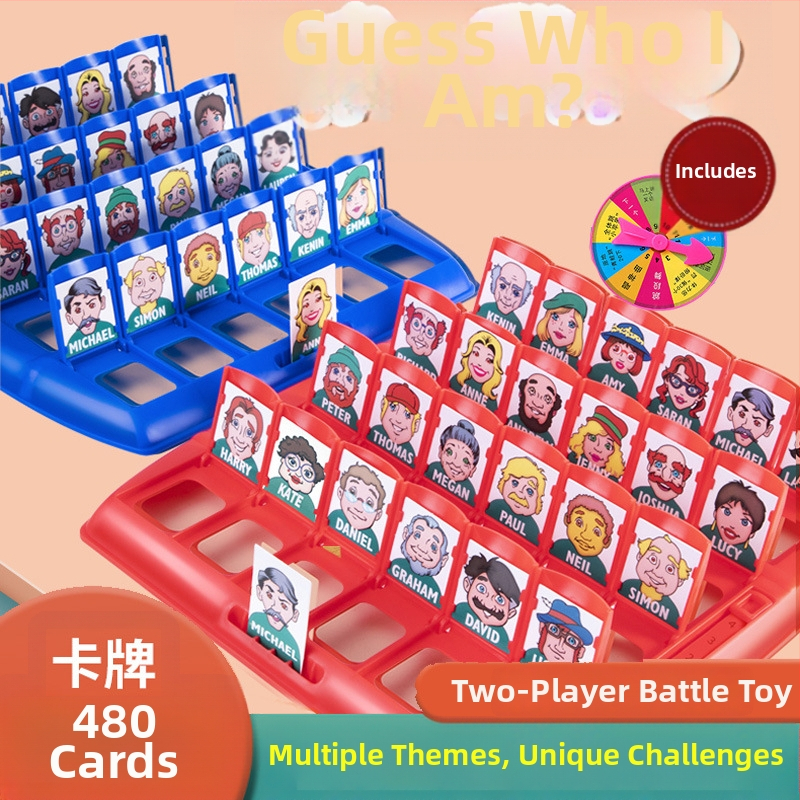 Guess Who I Am: настолна игра за деца с двама играчи, карти за логическо мислене и взаимодействие родител–детето (ABS)