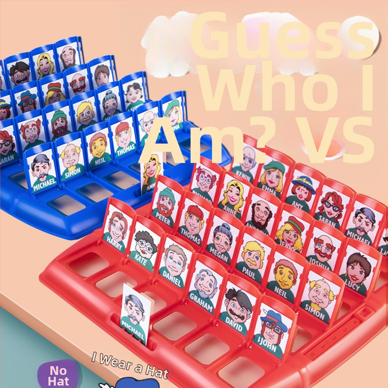Guess Who I Am: настолна игра за деца с двама играчи, карти за логическо мислене и взаимодействие родител–детето (ABS)