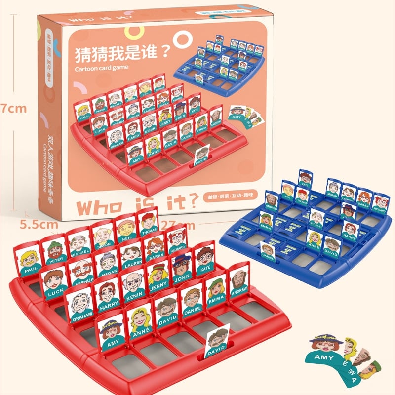 Guess Who I Am: настолна игра за деца с двама играчи, карти за логическо мислене и взаимодействие родител–детето (ABS)