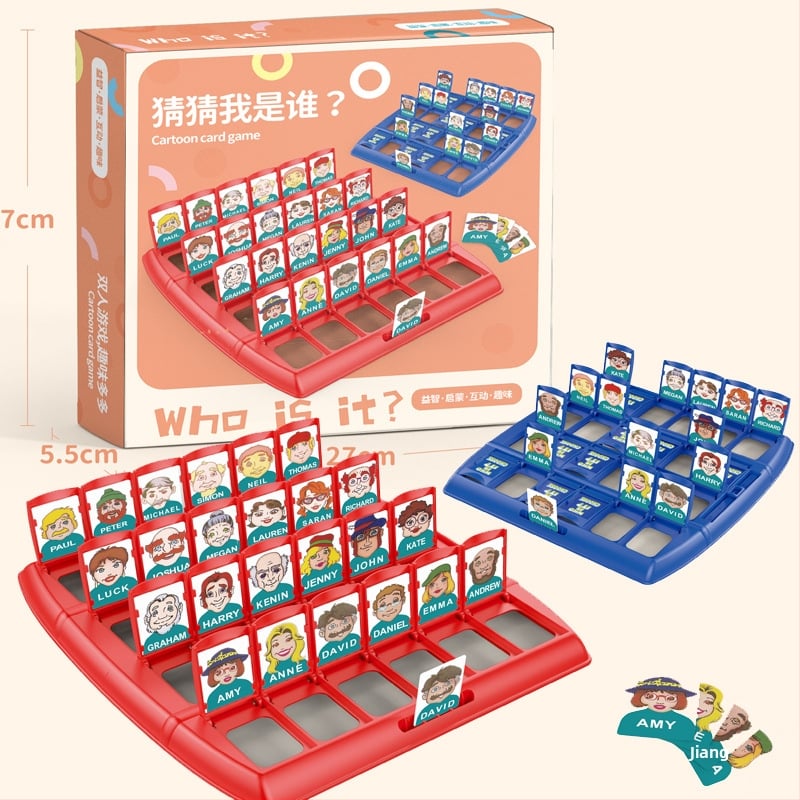 Guess Who I Am: настолна игра за деца с двама играчи, карти за логическо мислене и взаимодействие родител–детето (ABS)