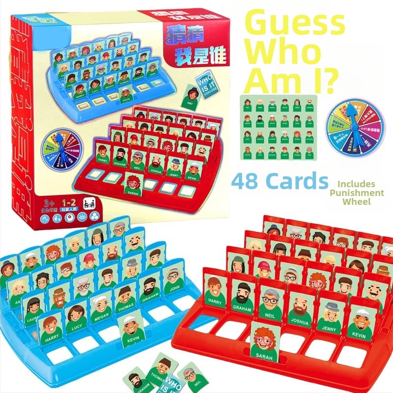 Guess Who I Am: настолна игра за деца с двама играчи, карти за логическо мислене и взаимодействие родител–детето (ABS)