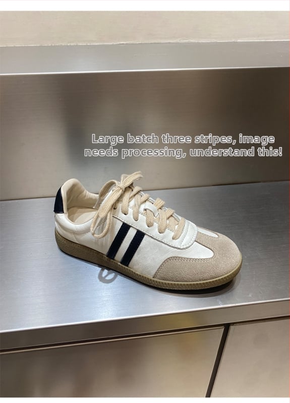 Desun moteriški sportiniai bateliai Korejos stiliumi, viršutinė oda, apvali nosis, žemas kulnas 1–3 cm, guma padas