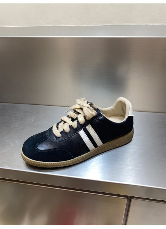 Desun moteriški sportiniai bateliai Korejos stiliumi, viršutinė oda, apvali nosis, žemas kulnas 1–3 cm, guma padas