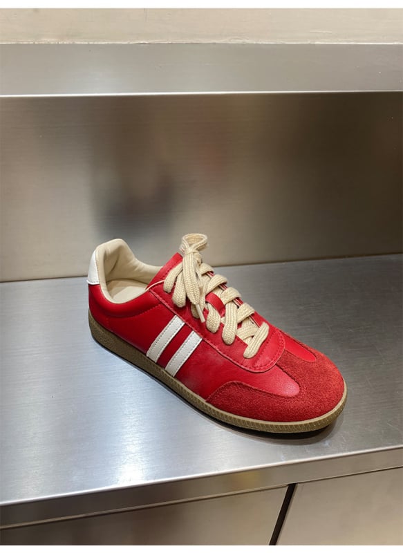 Desun moteriški sportiniai bateliai Korejos stiliumi, viršutinė oda, apvali nosis, žemas kulnas 1–3 cm, guma padas