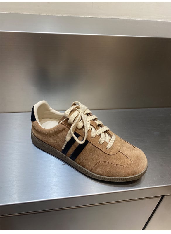 Desun moteriški sportiniai bateliai Korejos stiliumi, viršutinė oda, apvali nosis, žemas kulnas 1–3 cm, guma padas