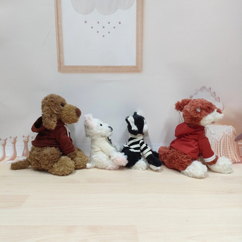 Kutya plüssjáték – lógó fülű, rövid plüss, PP pamut töltet, 7–14 éveseknek