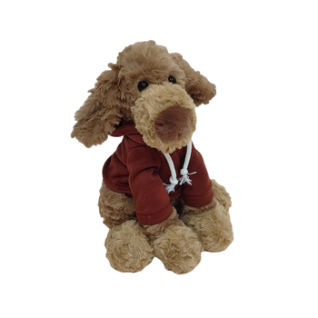 Kutya plüssjáték – lógó fülű, rövid plüss, PP pamut töltet, 7–14 éveseknek