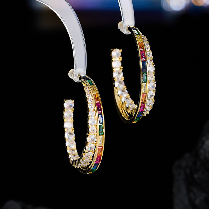 Обеци: Геометричен дизайн, медна основа, ушна игла 925 сребро, електроплатинация, стил: лайт лукс