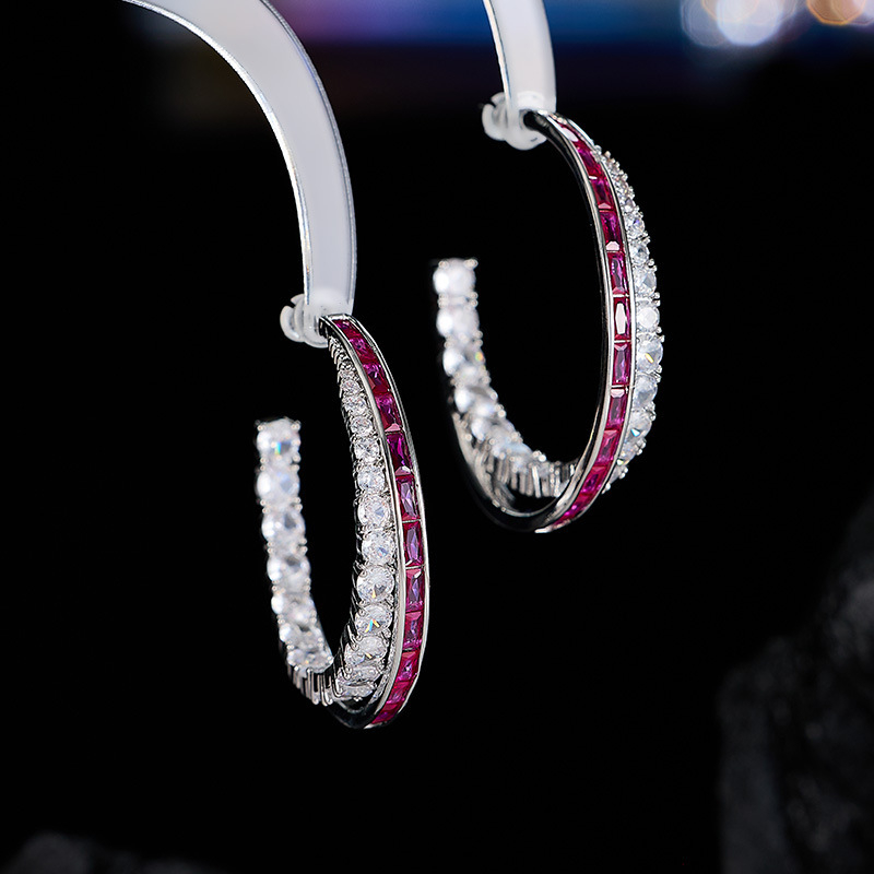 Обеци: Геометричен дизайн, медна основа, ушна игла 925 сребро, електроплатинация, стил: лайт лукс