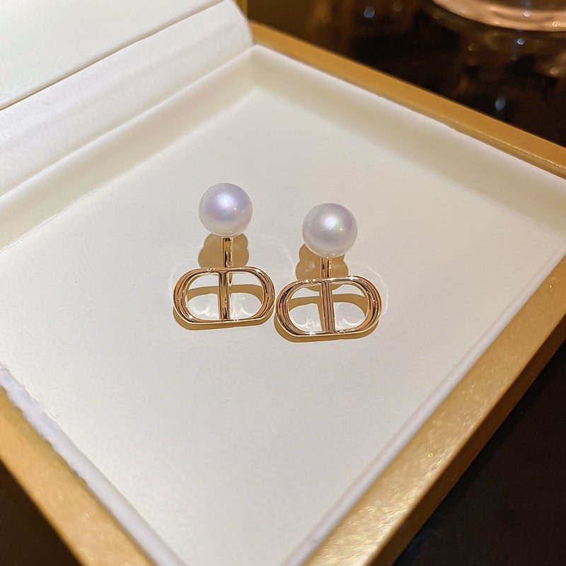 Pērļu geometriskās auskaras, rokām darinātas, ar 925 sudraba adatu, korejiskā stila, modelis HE8132