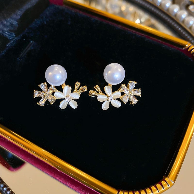 Pērļu geometriskās auskaras, rokām darinātas, ar 925 sudraba adatu, korejiskā stila, modelis HE8132