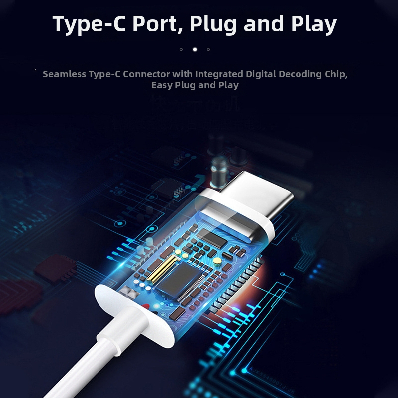 Type-C in-ear ausinės su skaitmenine dekodacija Huawei Android telefonams (LC-C80, dinaminis garsiakalbis, laidinės, 1,2 m, 135 dB)