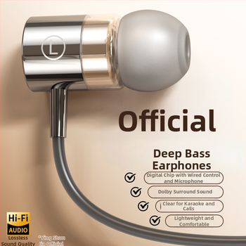 Iekšējās ausu austiņas ar Type-C savienotāju, 1,2 m vads, spēcīgs basu, trokšņu izolācija, silikona/metāla uzgaļi, modelis F5-11