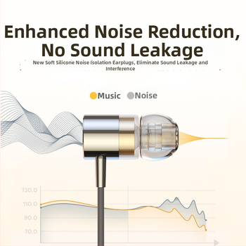 Iekšējās ausu austiņas ar Type-C savienotāju, 1,2 m vads, spēcīgs basu, trokšņu izolācija, silikona/metāla uzgaļi, modelis F5-11