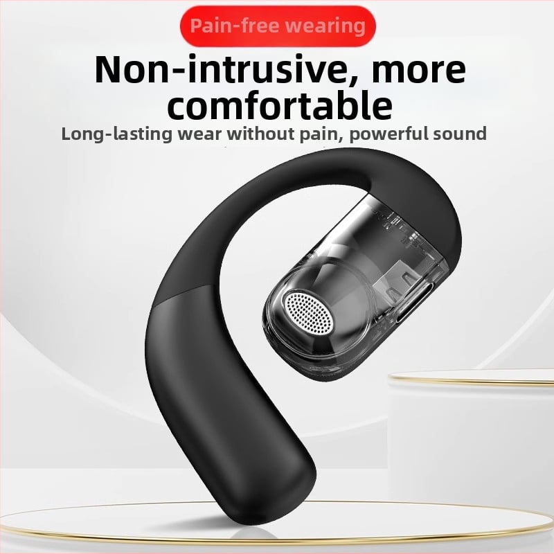 Bluetooth auskars ar kaulu vadīšanu – vienpusējas, karājas aiz ausīm dizains, Bluetooth 5.4, darbības diapazons 10 m, darbības laiks vairāk nekā 8 stundas