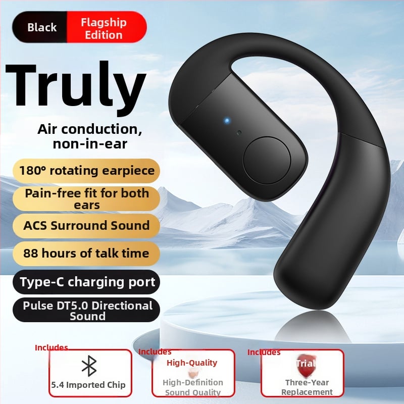 Bluetooth слушалка с костна проводимост – едностранна, закачена към ухото, Bluetooth 5.4, обхват 10 м, над 8 часа работа