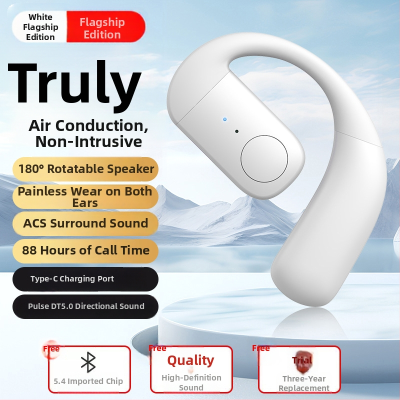 Bluetooth слушалка с костна проводимост – едностранна, закачена към ухото, Bluetooth 5.4, обхват 10 м, над 8 часа работа