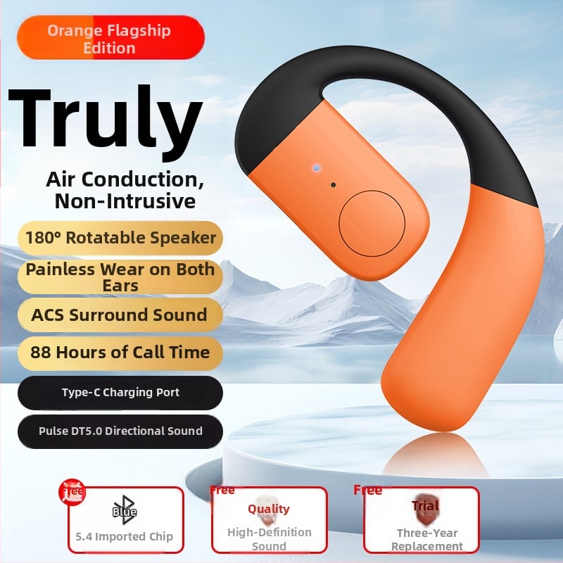 Bluetooth слушалка с костна проводимост – едностранна, закачена към ухото, Bluetooth 5.4, обхват 10 м, над 8 часа работа