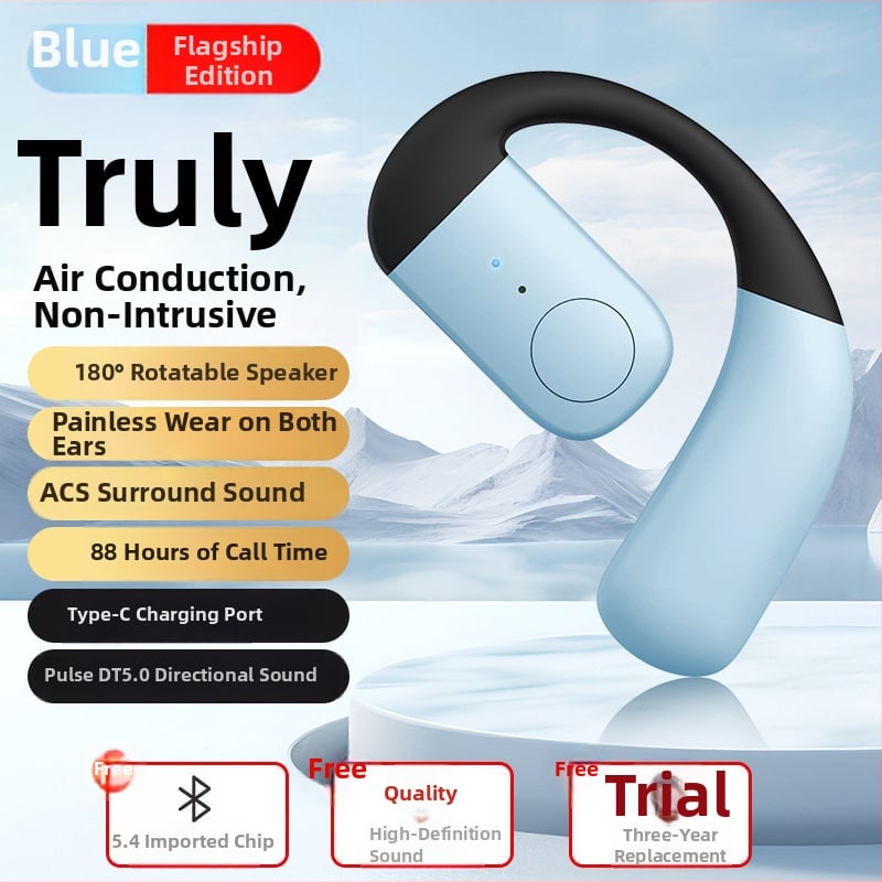 Bluetooth слушалка с костна проводимост – едностранна, закачена към ухото, Bluetooth 5.4, обхват 10 м, над 8 часа работа