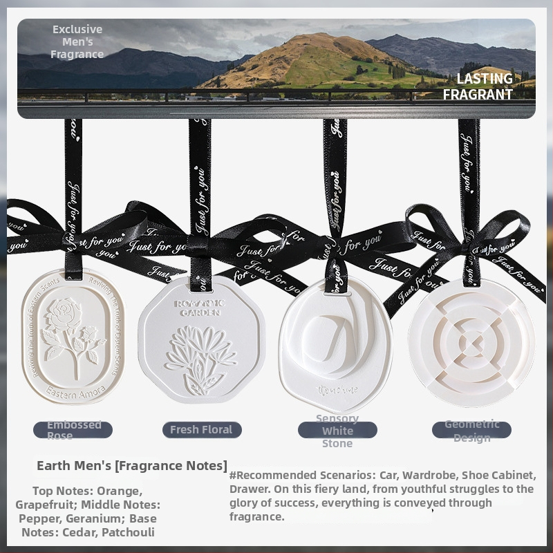 Автомобилна ароматизираща висулка от камък; функции: ароматизиране, премахване на миризми, интериорно оформление; стил: прост