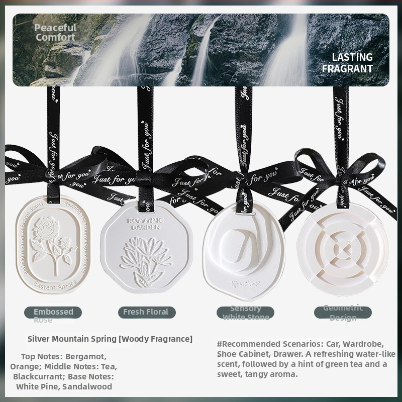 Автомобилна ароматизираща висулка от камък; функции: ароматизиране, премахване на миризми, интериорно оформление; стил: прост