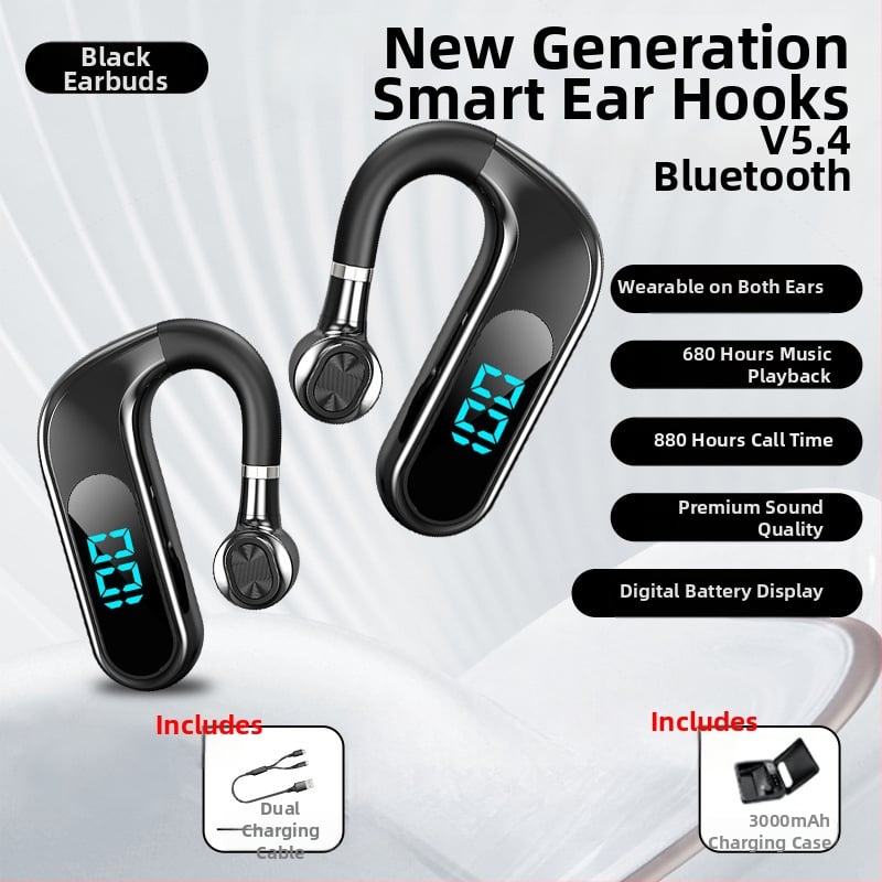 Bluetooth ausu klausule ar ausu āķi, stereo, Huawei čipsets, Bluetooth 2.0, līdz 4 stundām darbības laiks