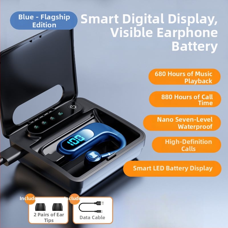 Bluetooth ausu klausule ar ausu āķi, stereo, Huawei čipsets, Bluetooth 2.0, līdz 4 stundām darbības laiks