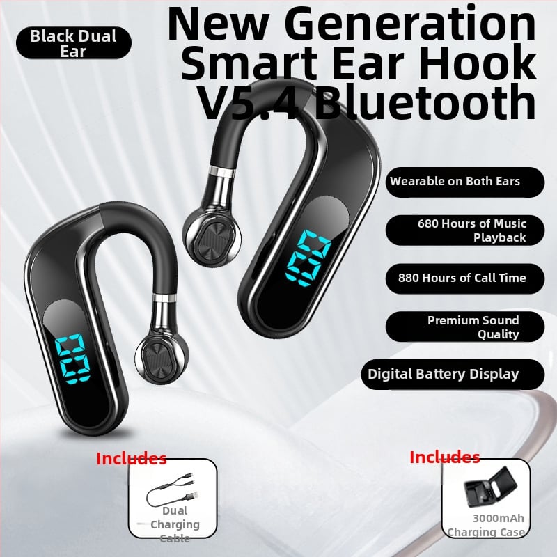 Bluetooth ausu klausule ar ausu āķi, stereo, Huawei čipsets, Bluetooth 2.0, līdz 4 stundām darbības laiks