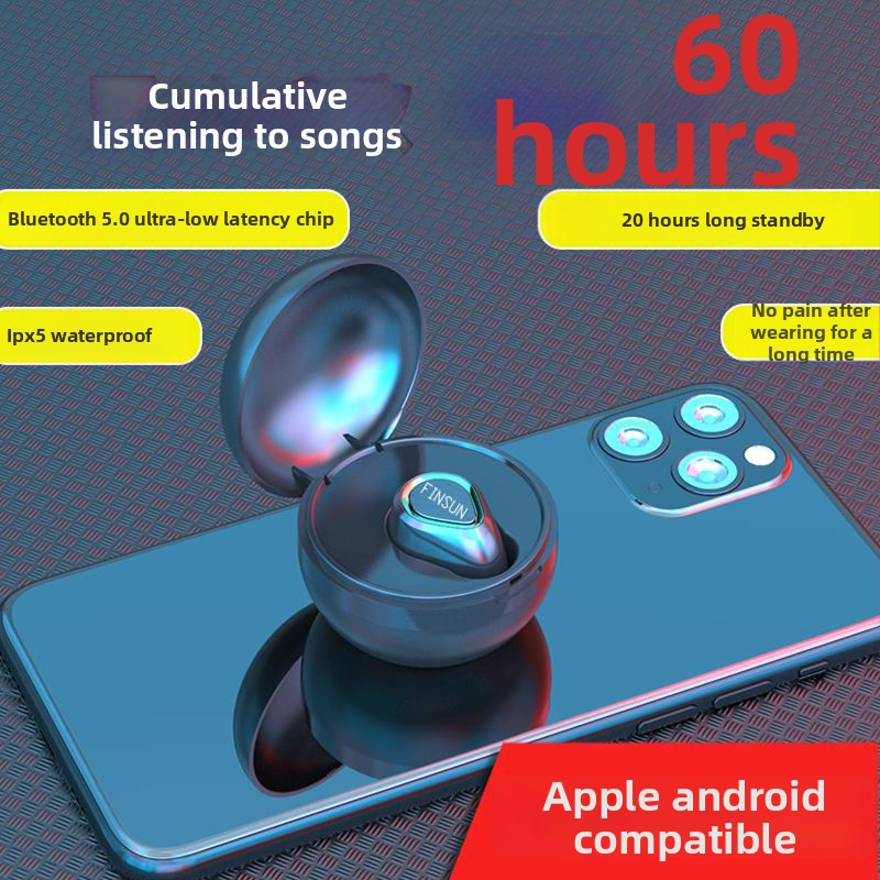 Sisekõrv Bluetooth kõrvaklapp — mono, IPX4, Bluetooth 5.3, 5 m ulatus, tööaeg üle 8 tunni