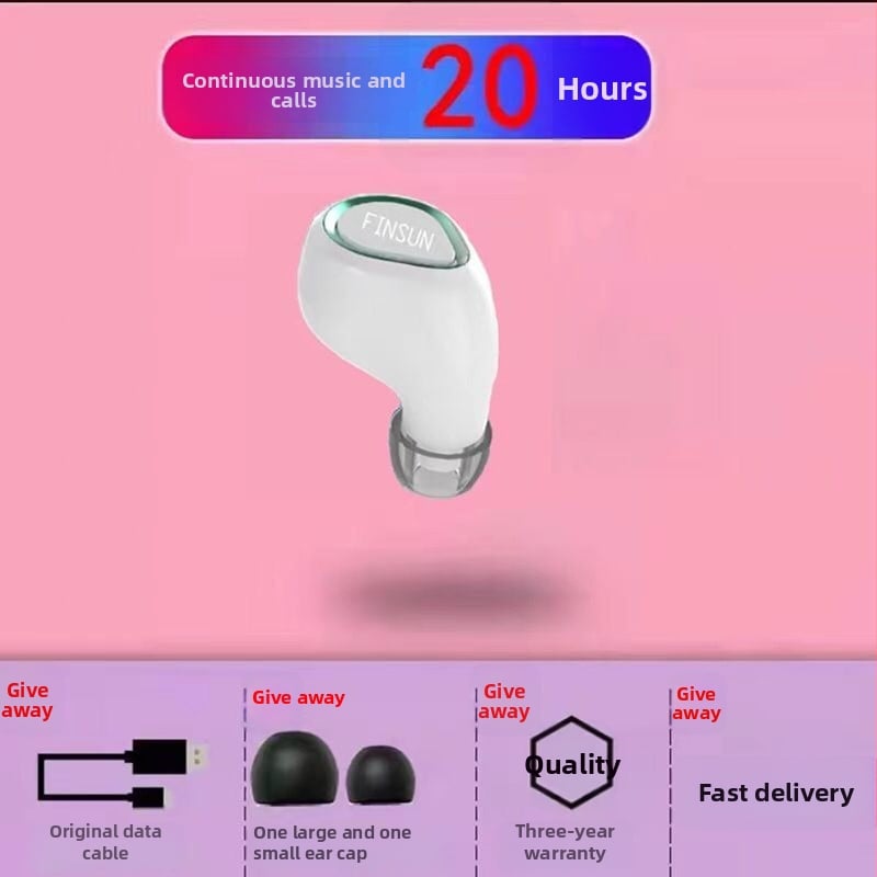 Sisekõrv Bluetooth kõrvaklapp — mono, IPX4, Bluetooth 5.3, 5 m ulatus, tööaeg üle 8 tunni