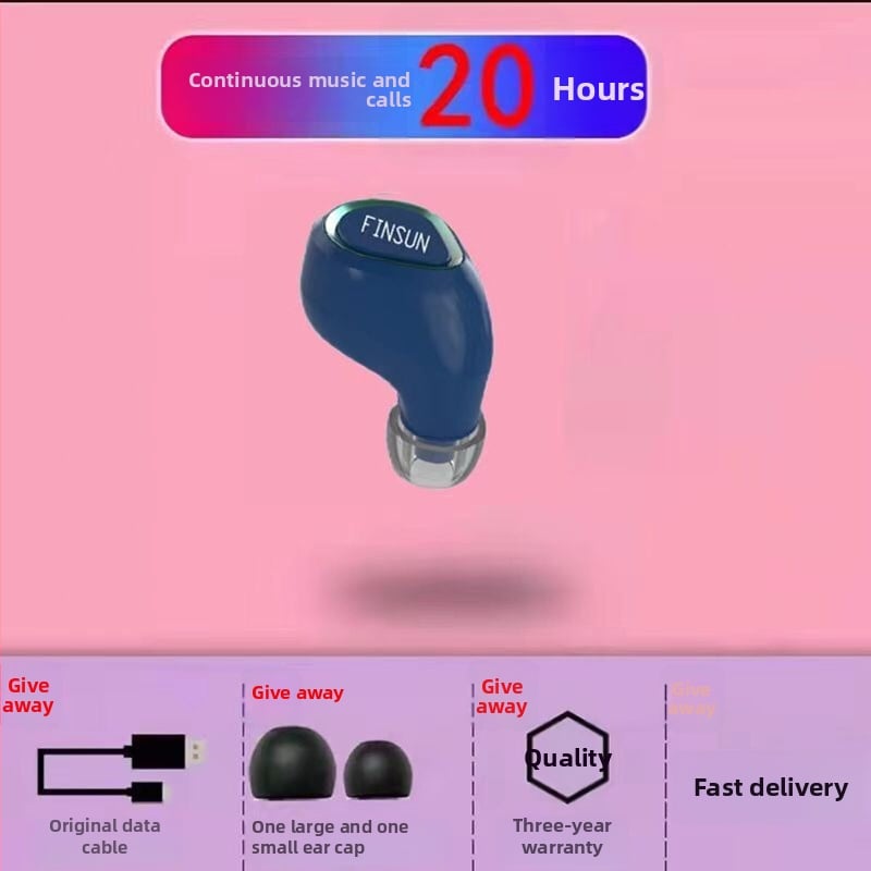 Sisekõrv Bluetooth kõrvaklapp — mono, IPX4, Bluetooth 5.3, 5 m ulatus, tööaeg üle 8 tunni