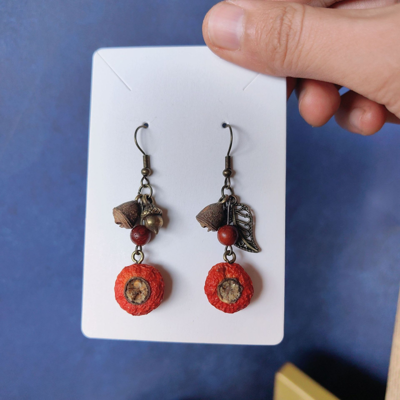 Обеци от сплав със електроплакирано покритие, медени ушни шипове, пасторален стил, Пролет 2025