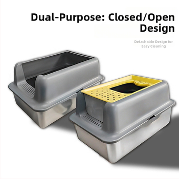 Κάδος άμμου γάτας από μεταλλική και πλαστική κατασκευή, πλήρως κλειστός, με αντι-πιτσιλίσματα, εύκολη συναρμολόγηση, Jinlang Industry