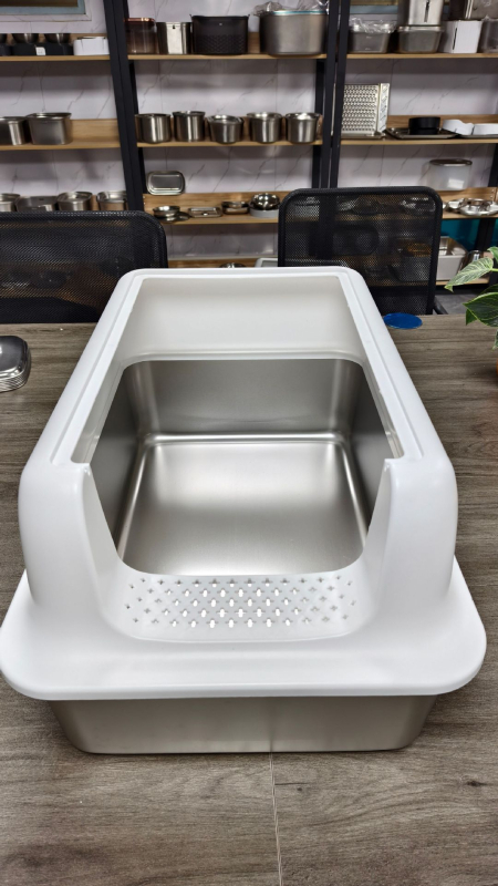 Κάδος άμμου γάτας από μεταλλική και πλαστική κατασκευή, πλήρως κλειστός, με αντι-πιτσιλίσματα, εύκολη συναρμολόγηση, Jinlang Industry