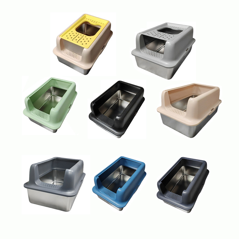 Κάδος άμμου γάτας από μεταλλική και πλαστική κατασκευή, πλήρως κλειστός, με αντι-πιτσιλίσματα, εύκολη συναρμολόγηση, Jinlang Industry