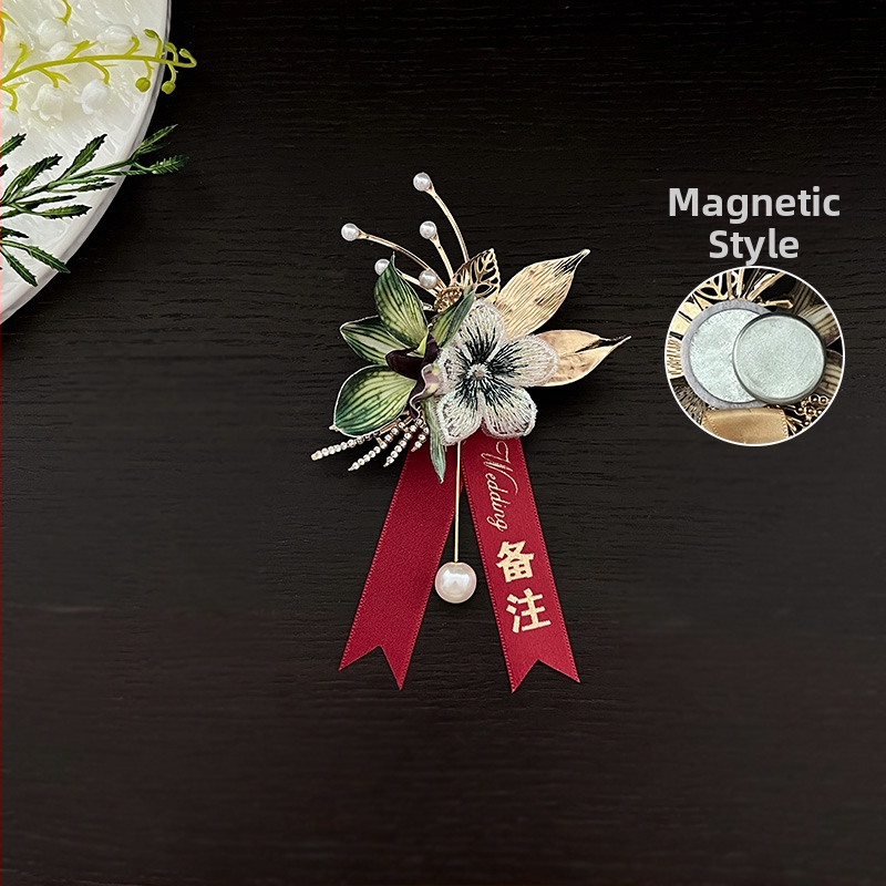 Miško stiliaus magnetinis korsage jaunikiui ir nuotakai, asmeninė dovana, tinkama Kalėdoms ir įsikūrimui