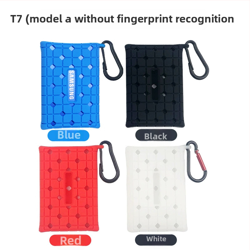 Silīkona aizsargkorpuss Samsung T7/T7 Touch/T9 – kritiena izturība un siltuma izkliede, ar karabīnu, pielāgojams logotips un iepakojums