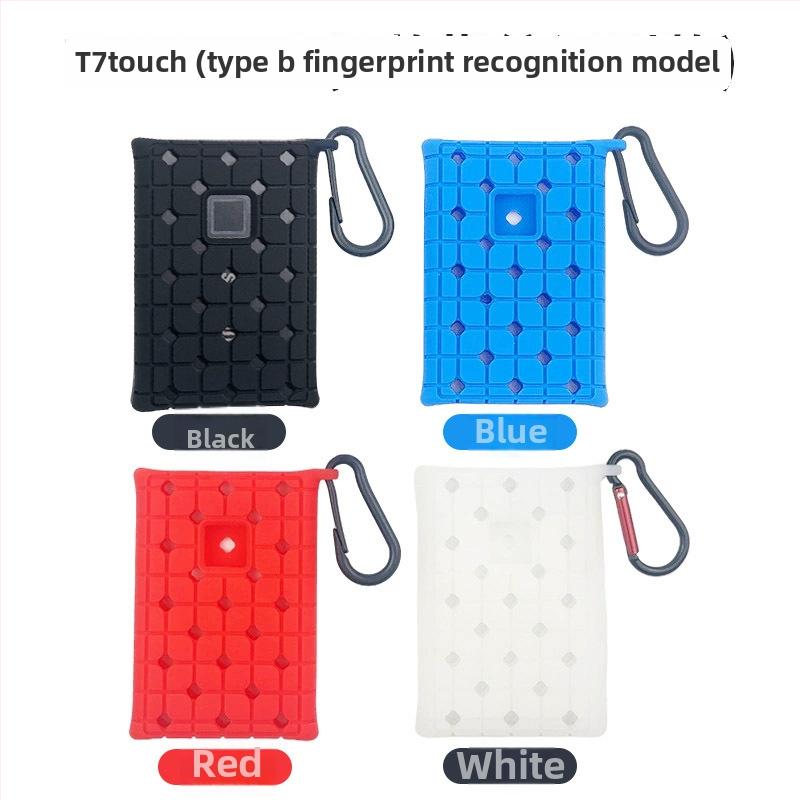 Silīkona aizsargkorpuss Samsung T7/T7 Touch/T9 – kritiena izturība un siltuma izkliede, ar karabīnu, pielāgojams logotips un iepakojums