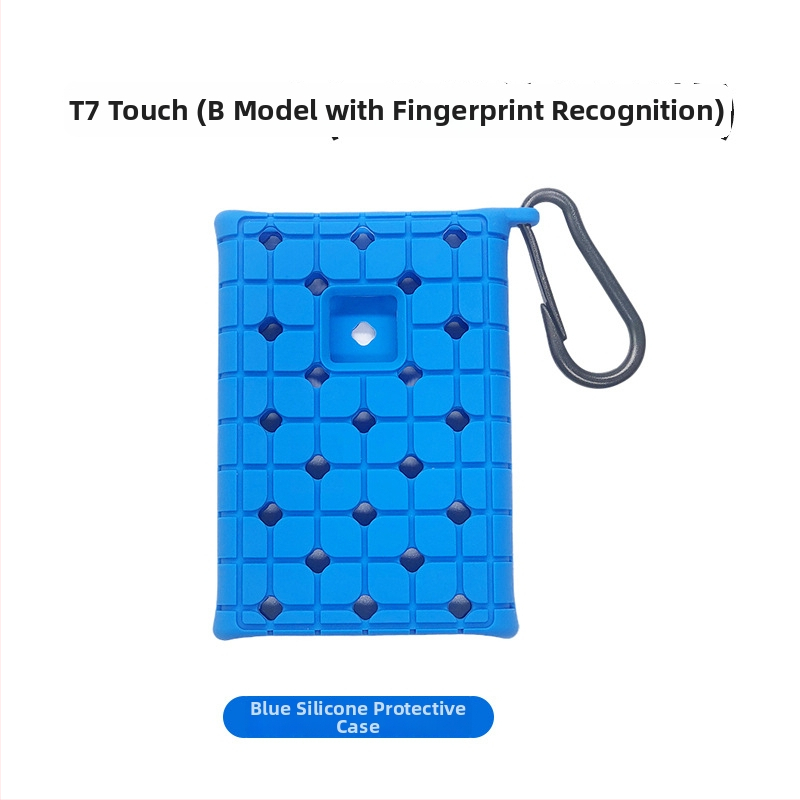 Silīkona aizsargkorpuss Samsung T7/T7 Touch/T9 – kritiena izturība un siltuma izkliede, ar karabīnu, pielāgojams logotips un iepakojums