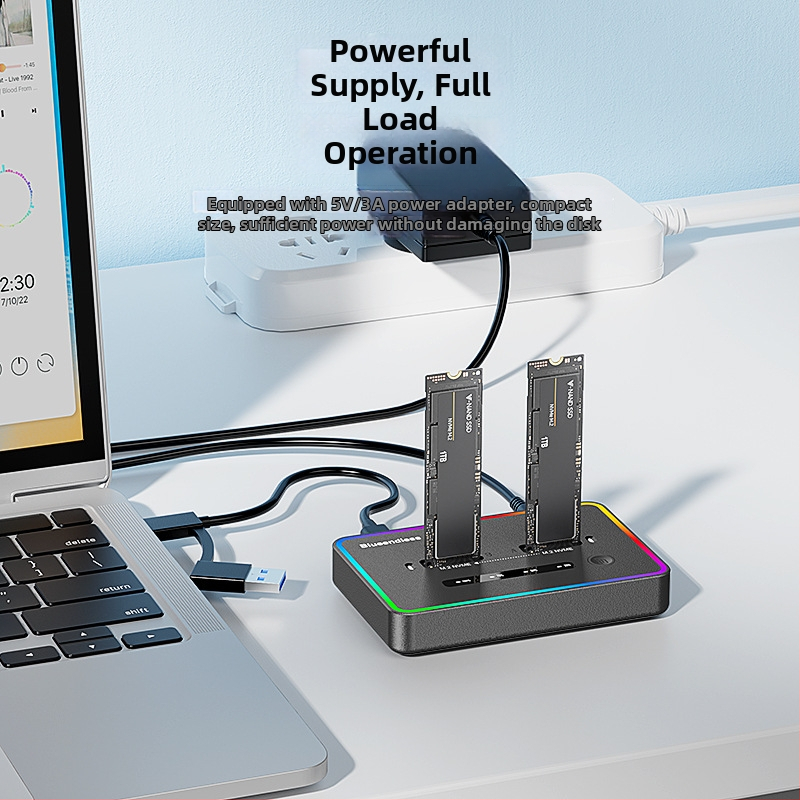 M.2 NVMe SSD klonavimo dokas, Type-C sąsaja, 20 Gbps, ABS korpusas, modeliai SD07/SD08, palaiko iki 8TB×2