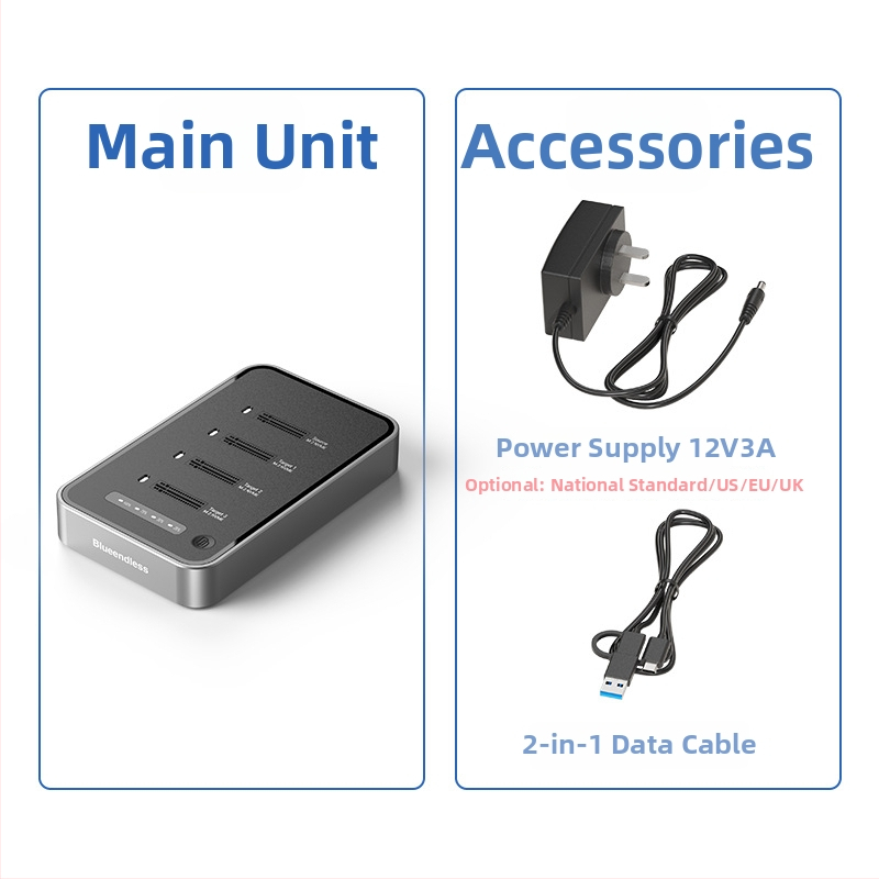 M.2 NVMe SSD klonavimo dokas, Type-C sąsaja, 20 Gbps, ABS korpusas, modeliai SD07/SD08, palaiko iki 8TB×2