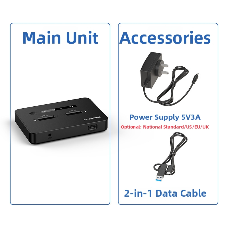 M.2 NVMe SSD klonavimo dokas, Type-C sąsaja, 20 Gbps, ABS korpusas, modeliai SD07/SD08, palaiko iki 8TB×2