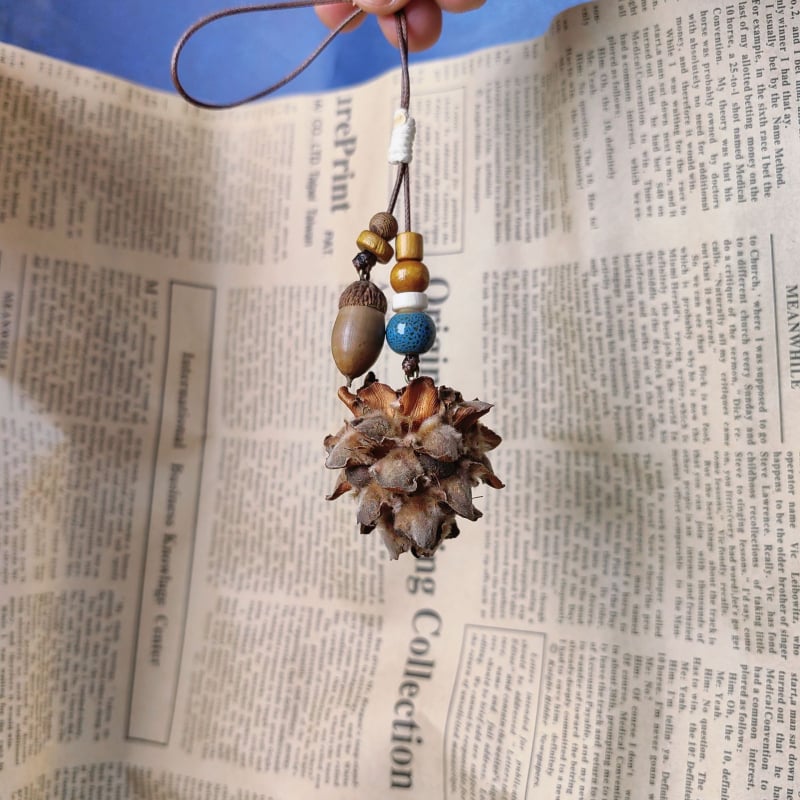 Privjesak za telefon i ključeve – nehrđajući čelik, ručno pleteno, proljeće 2025, prirodni stil, auto ukrasi