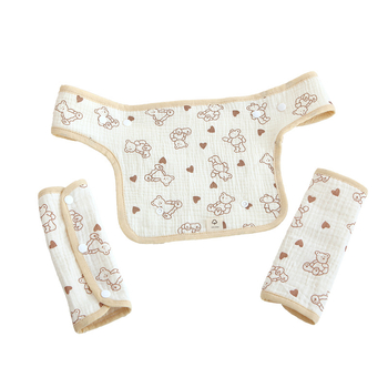 Prosop de salivă din bumbac pentru nou-născuți, cu bretele la umăr, 4 straturi, imprimeu cu desene animate