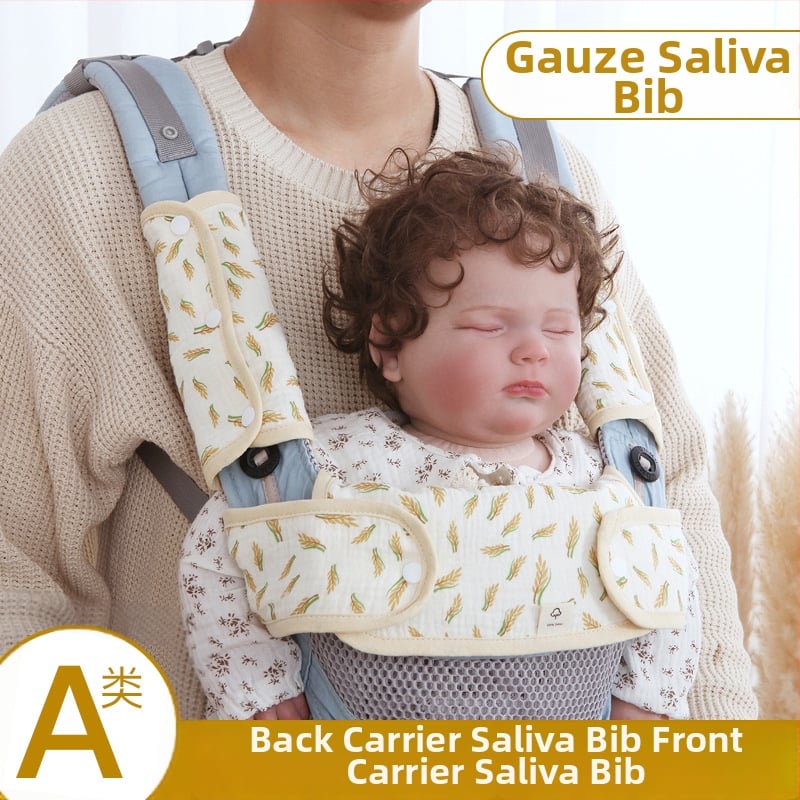 Prosop de salivă din bumbac pentru nou-născuți, cu bretele la umăr, 4 straturi, imprimeu cu desene animate