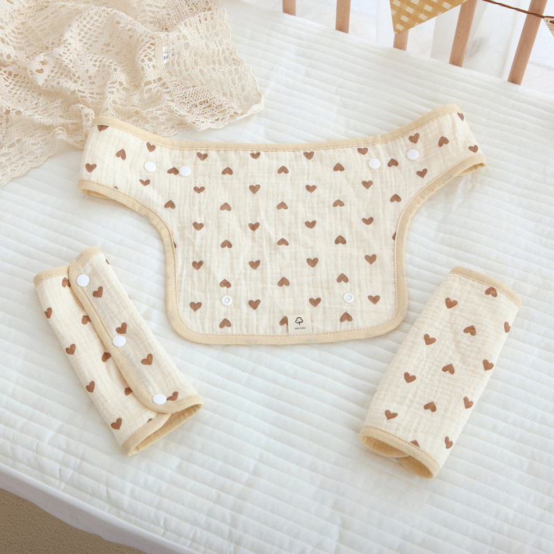 Prosop de salivă din bumbac pentru nou-născuți, cu bretele la umăr, 4 straturi, imprimeu cu desene animate