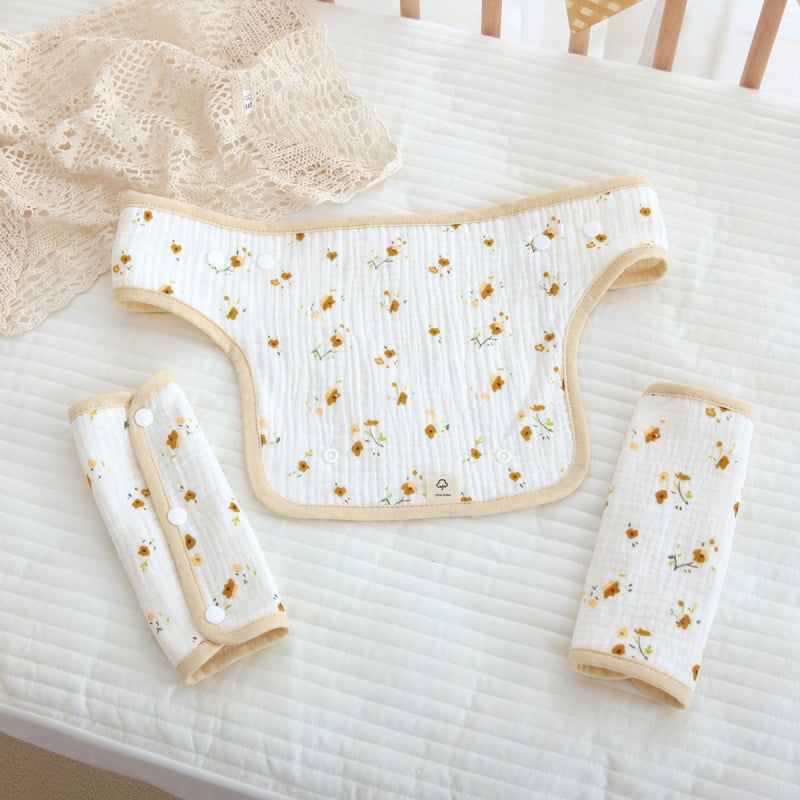 Prosop de salivă din bumbac pentru nou-născuți, cu bretele la umăr, 4 straturi, imprimeu cu desene animate