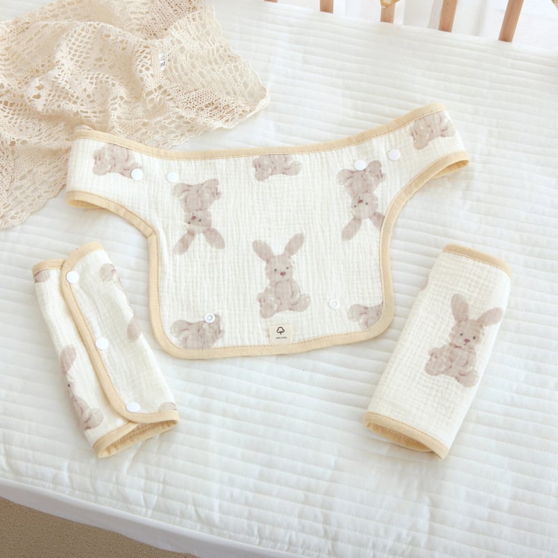 Prosop de salivă din bumbac pentru nou-născuți, cu bretele la umăr, 4 straturi, imprimeu cu desene animate