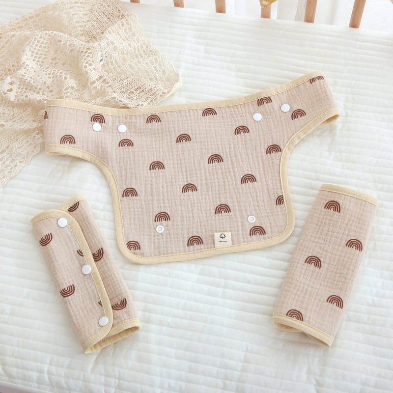 Prosop de salivă din bumbac pentru nou-născuți, cu bretele la umăr, 4 straturi, imprimeu cu desene animate