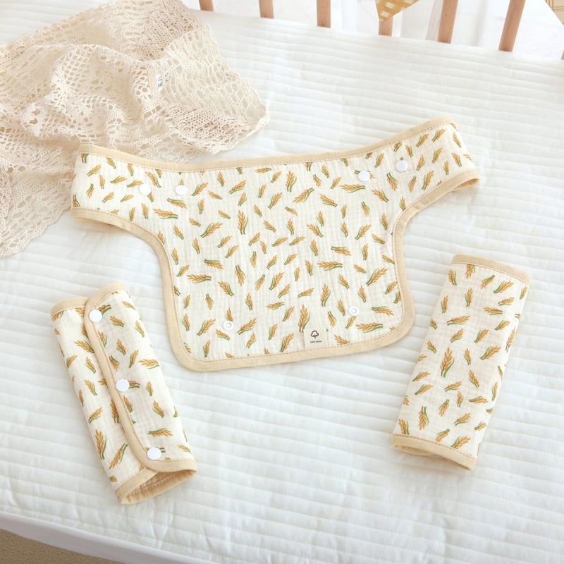 Prosop de salivă din bumbac pentru nou-născuți, cu bretele la umăr, 4 straturi, imprimeu cu desene animate